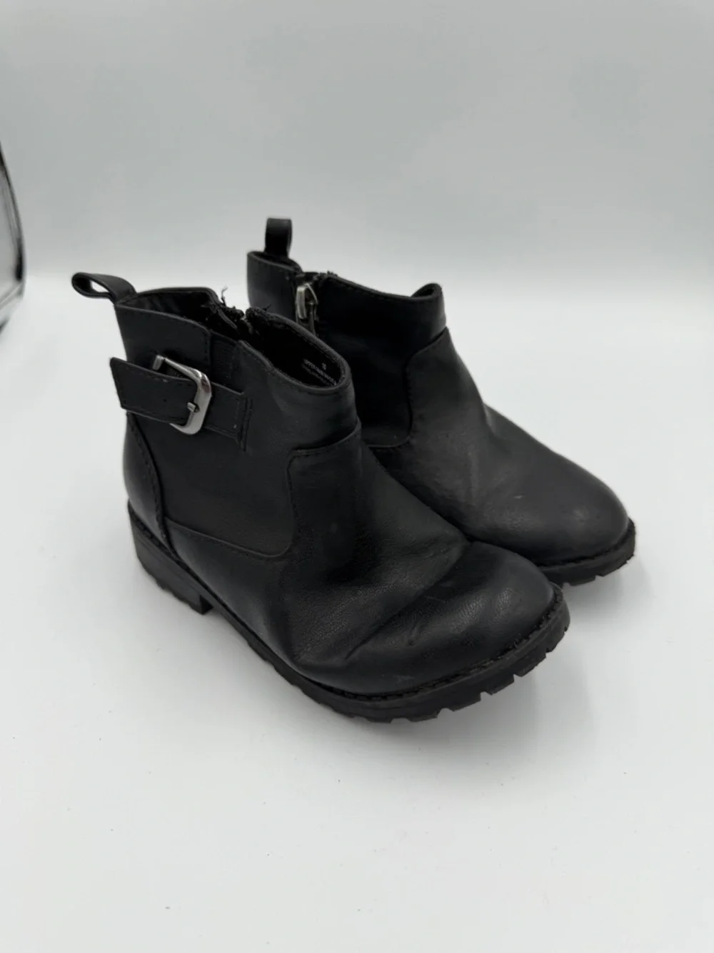 Cat & Jack Toddler Girls 10 Black Kids Ankle Zip Up Boots with Buckle Shoe